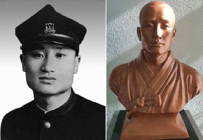 장재성기념사업회가 2020년 10월30일 장재성 선생 서거 70돌을 맞아 광주학생독립운동기념역사관에 세운 장재성 선생 흉상. 장재성기념사업회 제공