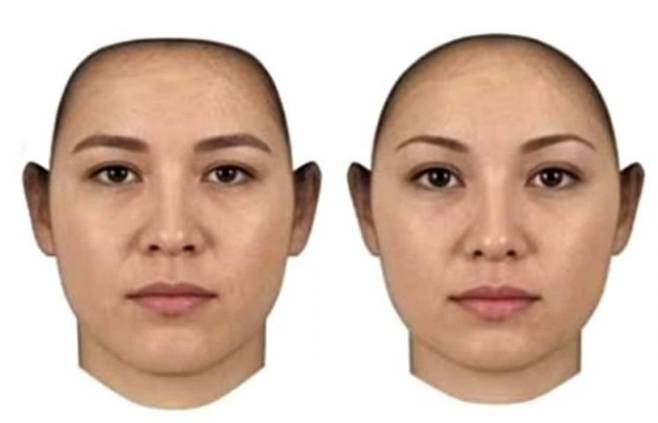 남성적인 특성이 두드러지는 얼굴(왼쪽)과 여성적인 특성이 강조된 얼굴. [사진 출처 = 실험 심리학 저널]