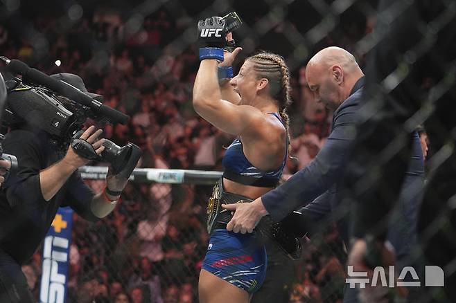 [뉴어크=AP/뉴시스] UFC 챔피언 케일라 해리슨. 2025.06.08.
