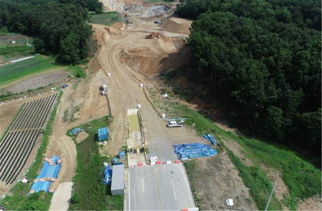 원주시 동부순환로 마무리 공사 현장. 원주시 제공