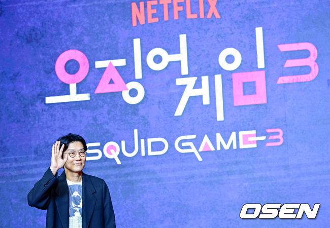[OSEN=지형준 기자] 9일 오전 서울 용산구 서울드래곤시티에서 넷플릭스 시리즈 '오징어 게임' 시즌3 제작발표회가 열렸다.