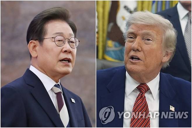 이재명 대통령(왼쪽)-트럼프 미국 대통령 [AP=연합뉴스·연합뉴스 자료사진. 재판매 및 DB 금지]