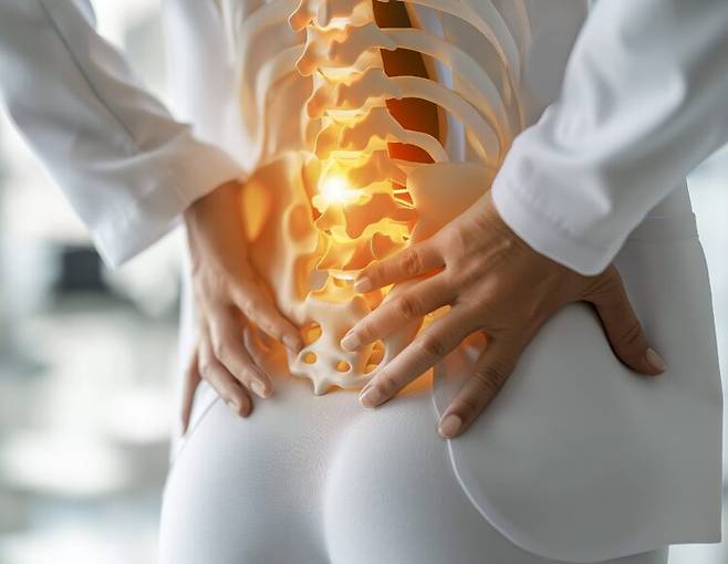 허리통증은 원인이 다양하고 증상도 복합적이다. 장시간 앉아 있을 경우 한 시간마다 일어나 몸을 가볍게 풀어주는 습관이 허리 건강을 지키는 데 도움이 된다. [사진=클립아트코리아]