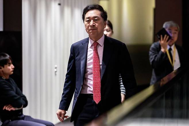 김기현 국민의힘 의원이 지난달 23일 서울 중구 더플라자호텔에서 열린 국가와 민족을 위한 조찬기도회에 참석하고 있다. ⓒ뉴시스