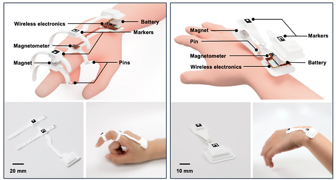아주대 국제 공동 연구팀이 개발한 피부 부착형 무선 웨어러블 센서 시스템.