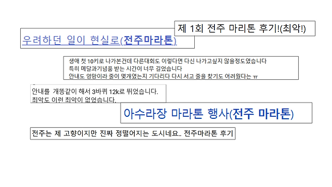 지난 7일 진행된 ‘제1회 전주마라톤대회’를 성토하는 글이 각종 인터넷 커뮤니티에 올라와있다.