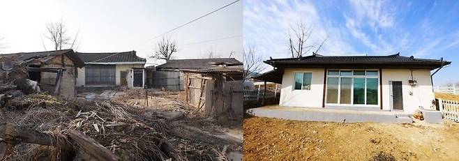 민관 합동 농촌 빈집 재생 프로젝트로 진행된 빈집 리모델링 전과 후 모습 [농림축산식품부 제공]