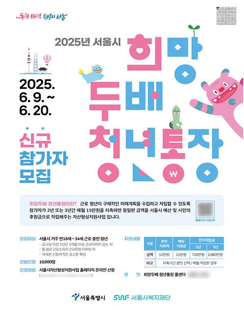 희망두배 청년통장 2025 신규 참가자 모집 포스터. 사진 제공=서울특별시
