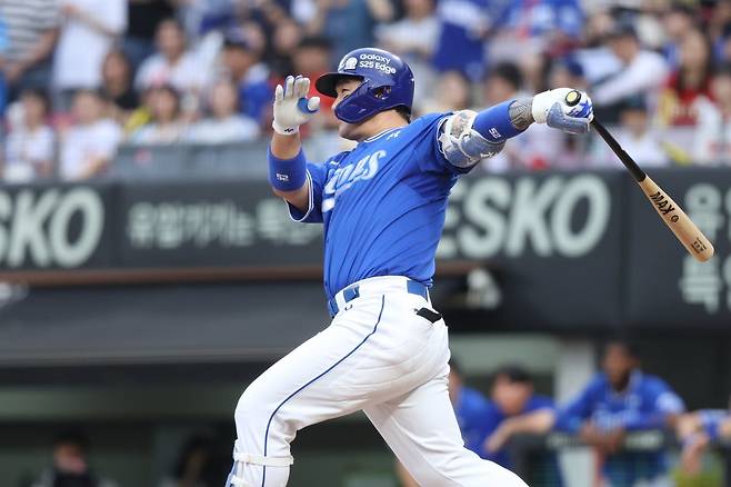 삼성 박병호는 10일 광주 KIA전에서 홈런포를 터트려 KBO리그 역대 11번째 13시즌 연속 두자릿수 홈런을 기록했다. 사진제공｜삼성 라이온즈