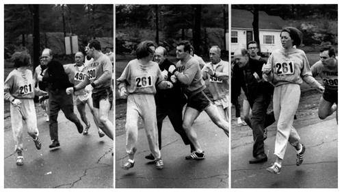 1967년 캐서린 스위처의 보스턴 마라톤 완주 사진 출처 : 위키트리