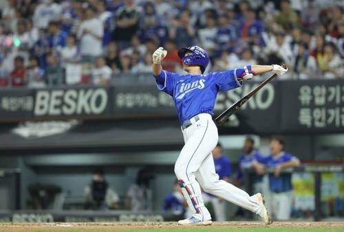 8회 김현수를 상대로 쐐기 만루홈런을 친 삼성 이재현 [삼성 라이온즈 제공. 재판매 및 DB 금지]