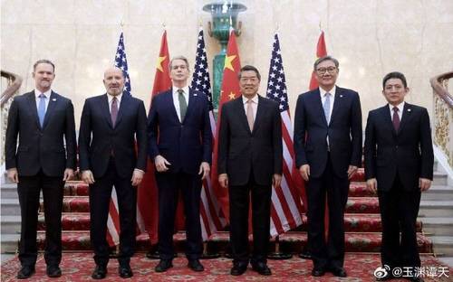 미중 런던 고위급 무역회담 대표단. 위위안탄톈 웨이보 캡처. 연합뉴스