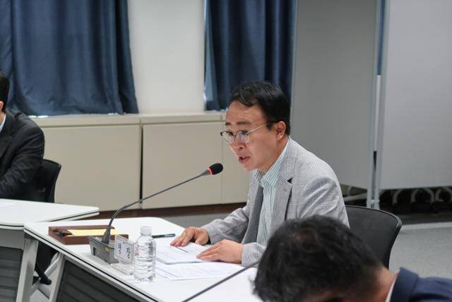 박성호 부산진해경제자유구역청장이 'BJFEZ 2040 발전계획' 착수보고회에서 인사말을 하고 있다. 부산진해경제자유구역청 제공