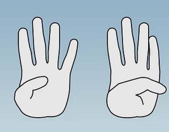 오른쪽 손바닥과 같이 엄지가 손바닥을 지나 손바닥 바깥까지 도달한다면 대동맥류 양성 반응으로 간주된다./사진=조 화팅턴 틱톡