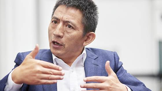 지난 2021년 7월 리청강 당시 중국의 국제무역기구(WTO) 상주 대표가 로이터 인터뷰에서 답변하고 있다. 리청강 중국 국제무역담판 대표는 10~11일 이틀간 제네바에서 열린 미·중 경제무역 협상에 참석해 미국과 협상을 주도했다. 로이터=연합뉴스