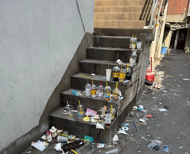 지난 7일 '성수에는 쓰레기통이 없다'는 주장과 함께 엑스(X·옛 트위터)에 게시된 사진. /사진=엑스 캡처