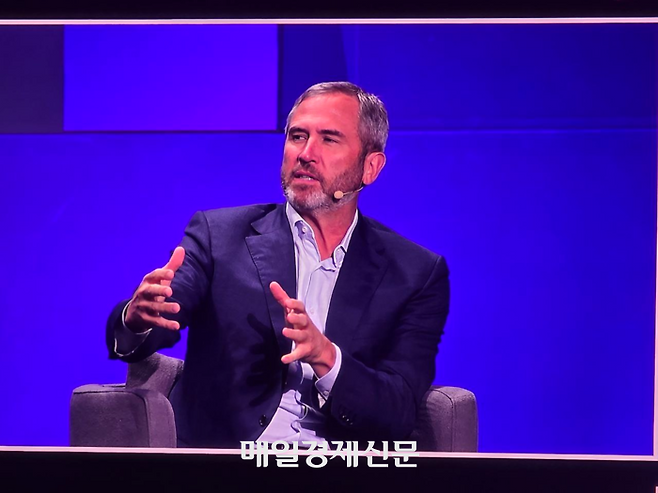 리플 APEX 2025에 참석한 브래드 갈링하우스 리플 CEO.<사진=최근도 기자>