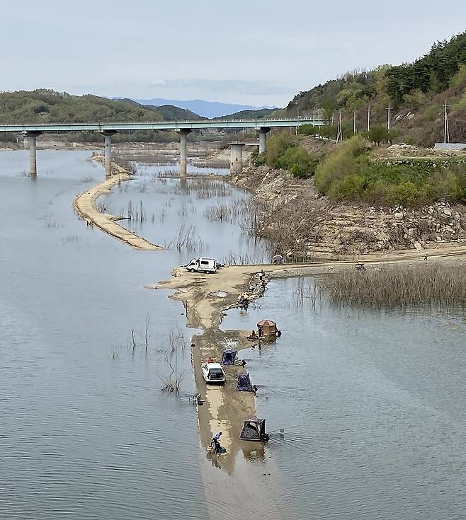 영주댐 내에서 낚시하는 사람들 모습 [영주시 제공, 재판매 및 DB 금지]