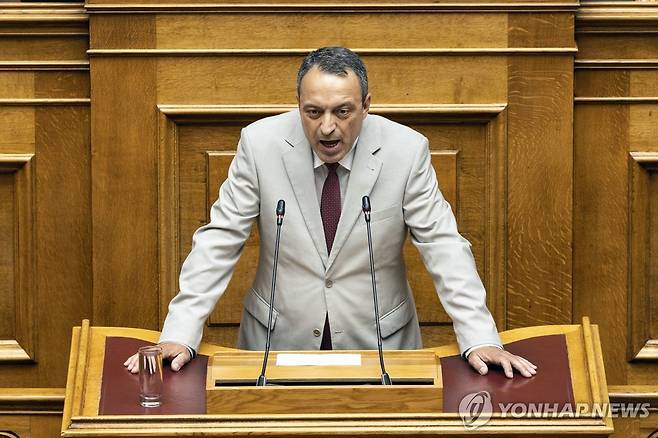 의원직 잃은 스파르타인당 대표 바실리스 스티가스 [AP 연합뉴스 자료사진. 재판매 및 DB 금지]