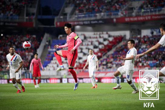 2022년 6월 10일 수원월드컵경기장에서 열린 파라과이와 친선경기 경기 모습. 사진=대한축구협회