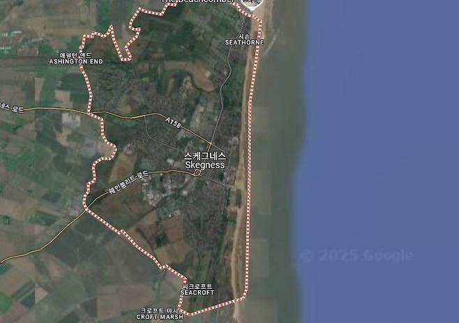 영국 동부 스케그니스(Skegness) 해변 (구글맵)