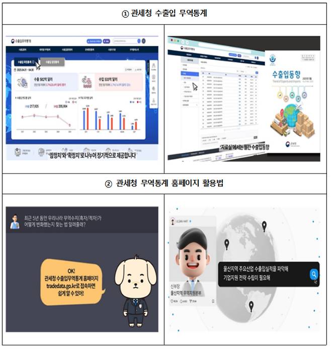 무역통계 시스템 활용법 동영상 주요 화면. 관세청 제공