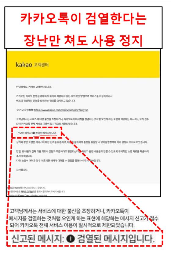 채팅창에 '검열된 메시지입니다'를 작성해 계정 정지 조치가 이뤄졌다고 주장하는 온라인 커뮤니티 글 〈출처 : 디시인사이드〉