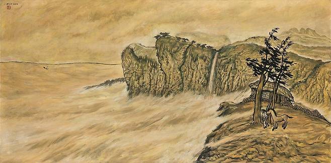 Lot. 30, 변시지, 1926-2013, [폭풍의 언덕], oil on canvas, 120.5×240.5cm, 1987, 2억원-5억원 (서울옥션 제공)