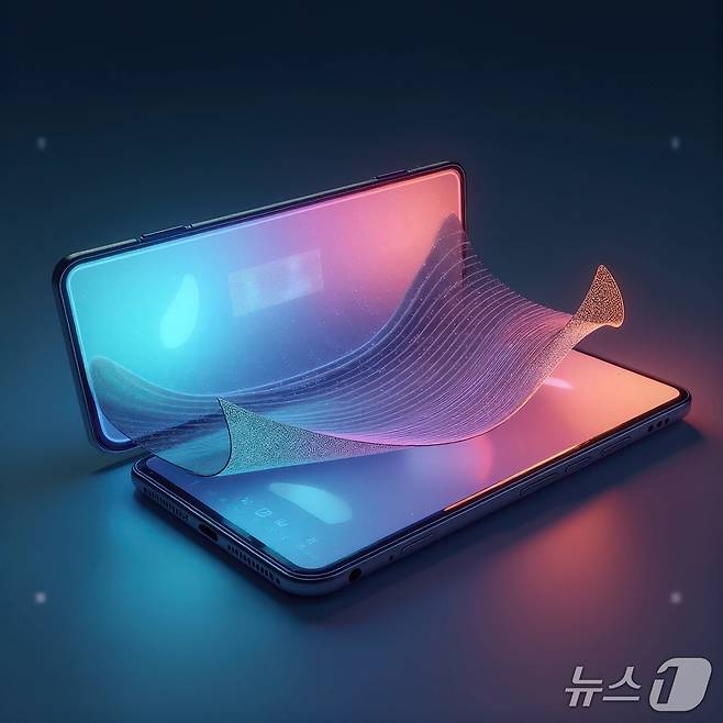 폴더블폰에 탑재된 플렉시블 아몰레드 패널 이미지(옴디아)