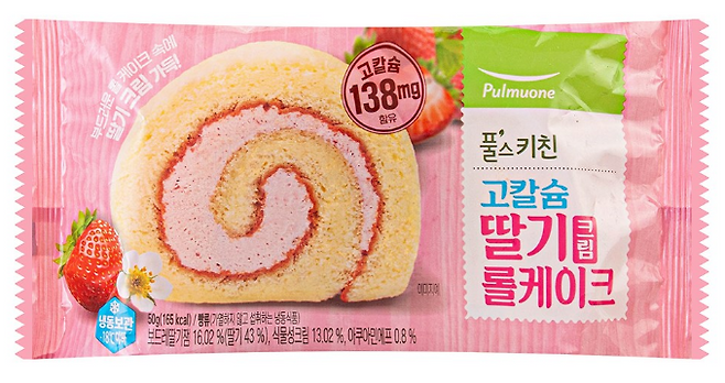 최근 충북 등에서 발생한 집단 식중독 증세의 원인으로 지목된 풀무원 급식빵 '고칼슘 딸기크림 롤케이크'. (사진, 식약처)