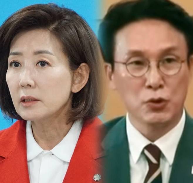 나경원(왼쪽) 의원과 김민석 후보자.