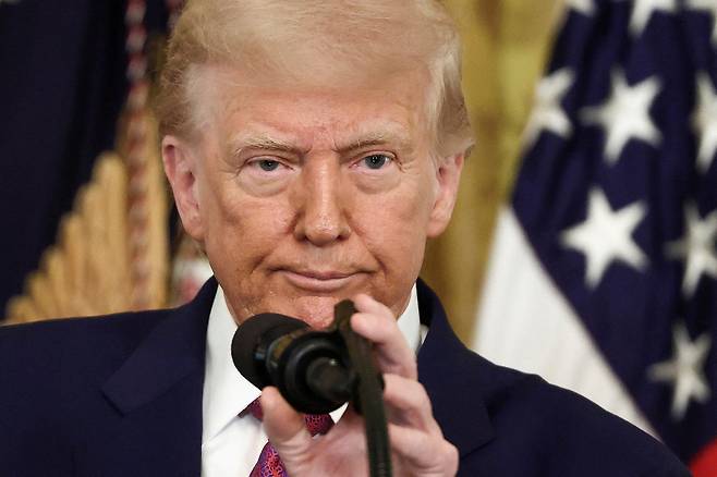 12일 미국 워싱턴 백악관에서 도널드 트럼프 대통령이 연설하고 있다. 로이터연합뉴스