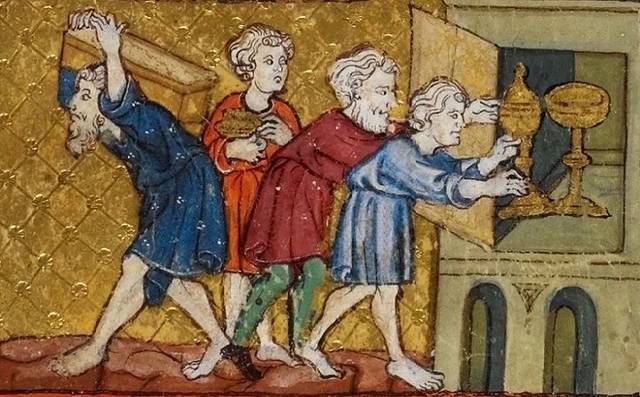 영국 대영도서관이 소장한 유대교 경전 중 하나인 ‘황금 하가다’에 그려진 이집트 탈출 직전 히브리인의 모습. 브니엘 제공