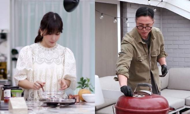 [서울=뉴시스] 13일 오후 8시 30분 방송되는 KBS 2TV 예능물 '신상출시 편스토랑'에서 배우 기은세(왼쪽)와 친오빠가 역대급 홈파티 요리에 도전한다. (사진=KBS 2TV '신상출시 편스토랑' 제공) 2025.06.13. photo@newsis.com *재판매 및 DB 금지