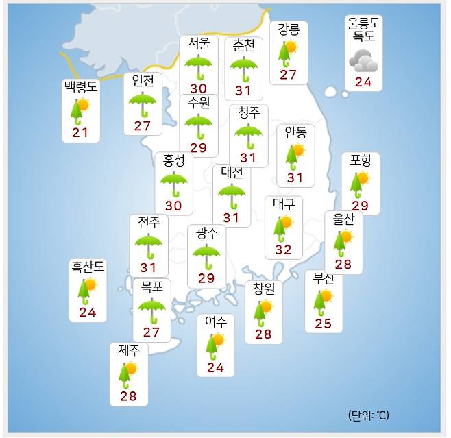 ⓒ기상청: 내일(15일) 오후 날씨
