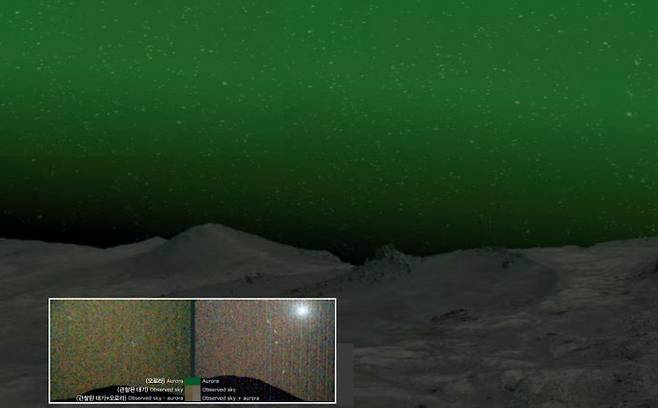 화성에서 관측한 녹색 빛 오로라. NASA/JPL-Caltech/Cornell Univ/Arizona State Univ/E. W. Knutsen 제공