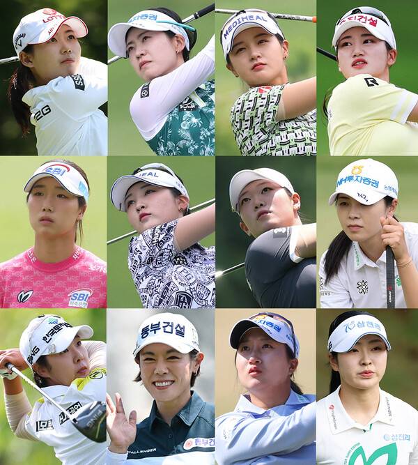 대한골프협회가 주관하는 2025년 한국여자프로골프(KLPGA) 투어 메이저 대회 DB그룹 제39회 한국여자오픈골프선수권대회에 출전한 황유민, 박민지, 박현경, 노승희, 이동은, 이예원, 방신실, 이가영, 박지영, 박주영, 김시현, 유현조 프로. 사진제공=KLPGA