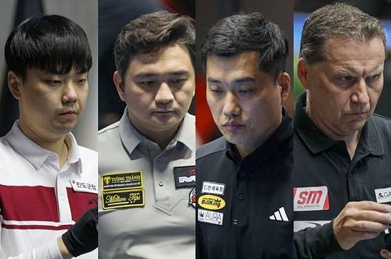 앙카라3쿠션월드컵 16강전에서 (왼쪽부터) 김행직은 트란탄럭, 차명종은 에디 멕스를 상대한다. (사진=SOOP)