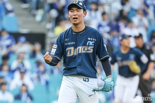 8일 대구 삼성전에서 포효하고 있는 신영우. 사진=NC 제공