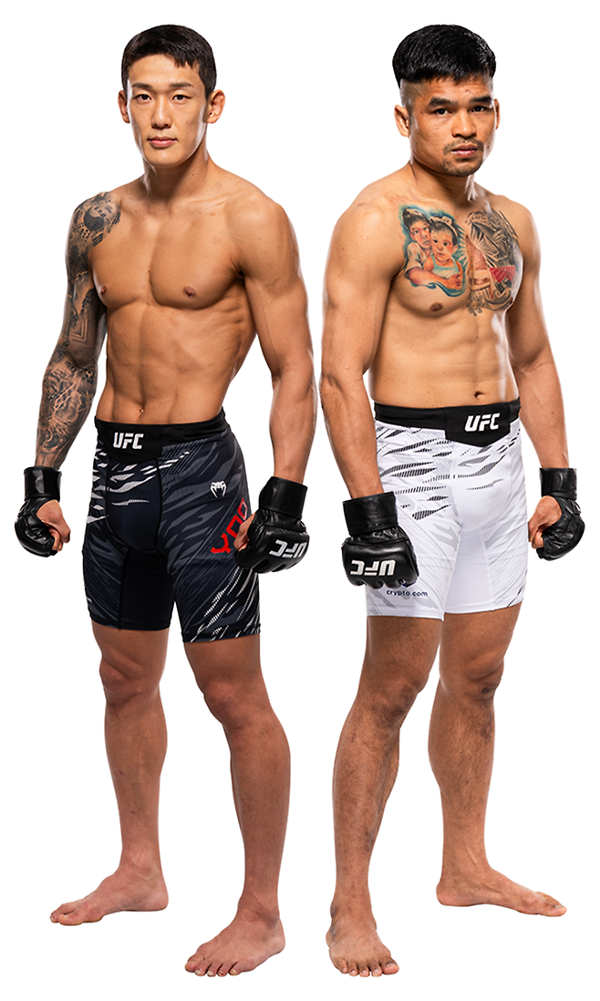 왼쪽부터 유주상과 제카 사라기의 UFC 316 프로필. 유주상은 대한민국 UFC 23호 파이터가 된다. 제카 사라기는 인도네시아 UFC 1호다. 사진=TKO