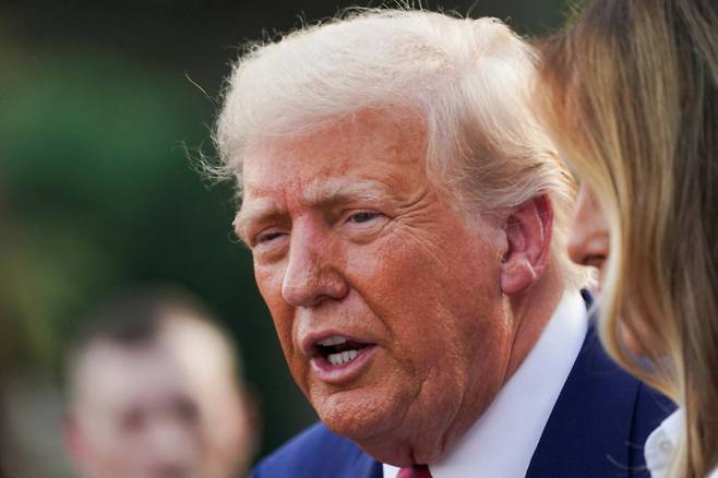 도널드 트럼프 미국 대통령이 12일(현지시간) 미 의회에서 열린 행사에 참석 중인 모습./로이터=뉴스1