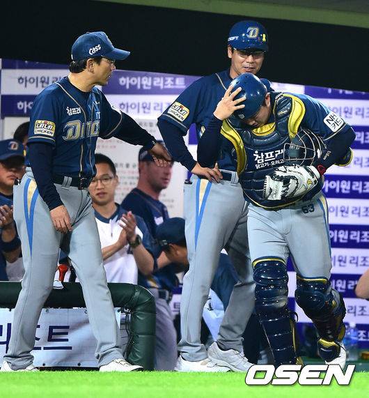 2014년 6월 27일 사직 롯데전 당시 포수로 출장했던 권희동 /OSEN DB