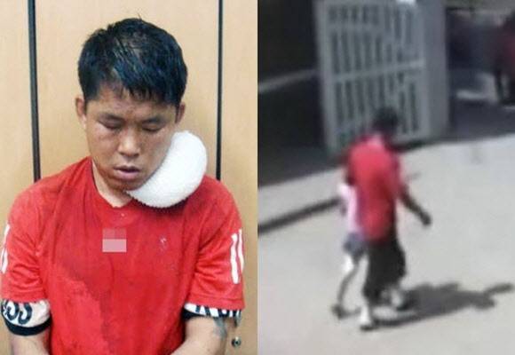 아동 성폭행범 김수철. 김수철이 사건 당일 학교에서 어린이를 납치해 데려가는 모습이 촬영된 CCTV 화면. (사진=연합뉴스)