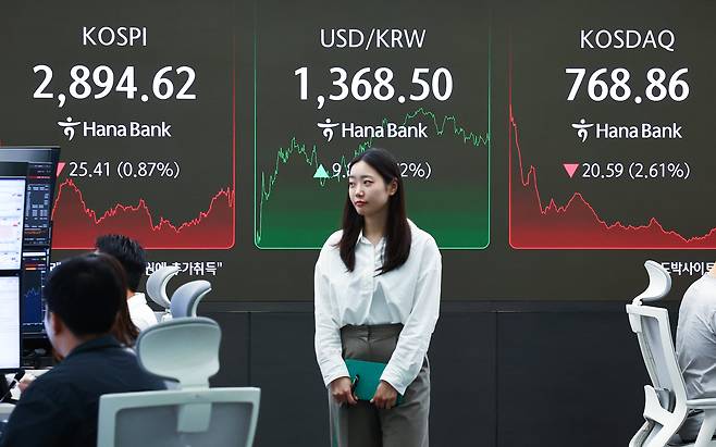 이스라엘이 이란에 대한 공습에 나선 13일 서울 중구 하나은행 본점 딜링룸 모습./연합뉴스