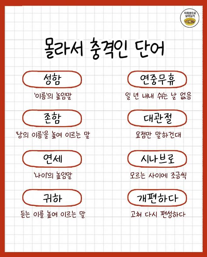 요즘 애들 잘 모른다는 단어 총정리