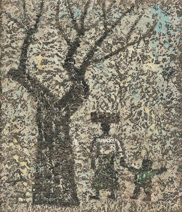 박수근의 ‘나무와 행인’, 13.5×11.5cm, 1964, 추정가 2억 8000만원-5억원