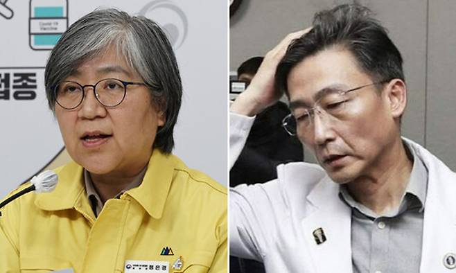 정은경 전 질병관리청장(왼쪽), 이국종 국군대전병원장. 연합뉴스
