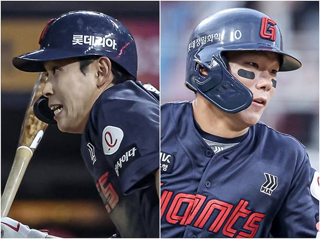 주전 리드오프 겸 중견수 황성빈(왼쪽)의 공백을 메우던 장두성마저 부상으로 전열을 이탈했다. 김태형 롯데 감독이 둘의 공백을 어떻게 메울지 주목된다. 사진제공｜롯데 자이언츠