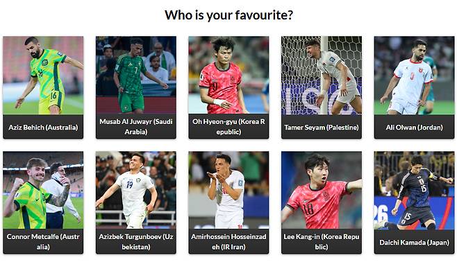 2026 국제축구연맹(FIFA) 북중미 월드컵 아시아 3차 예선 최고의 골 후보. /사진=아시아축구연맹(AFC) 홈페이지 캡처