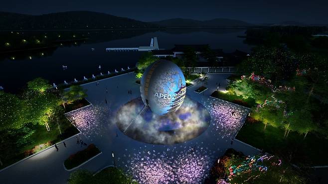 보문호 호반광장 신라 황실 상징 조형물 조감도 [경북문화관광공사 제공. 재판매 및 DB 금지]